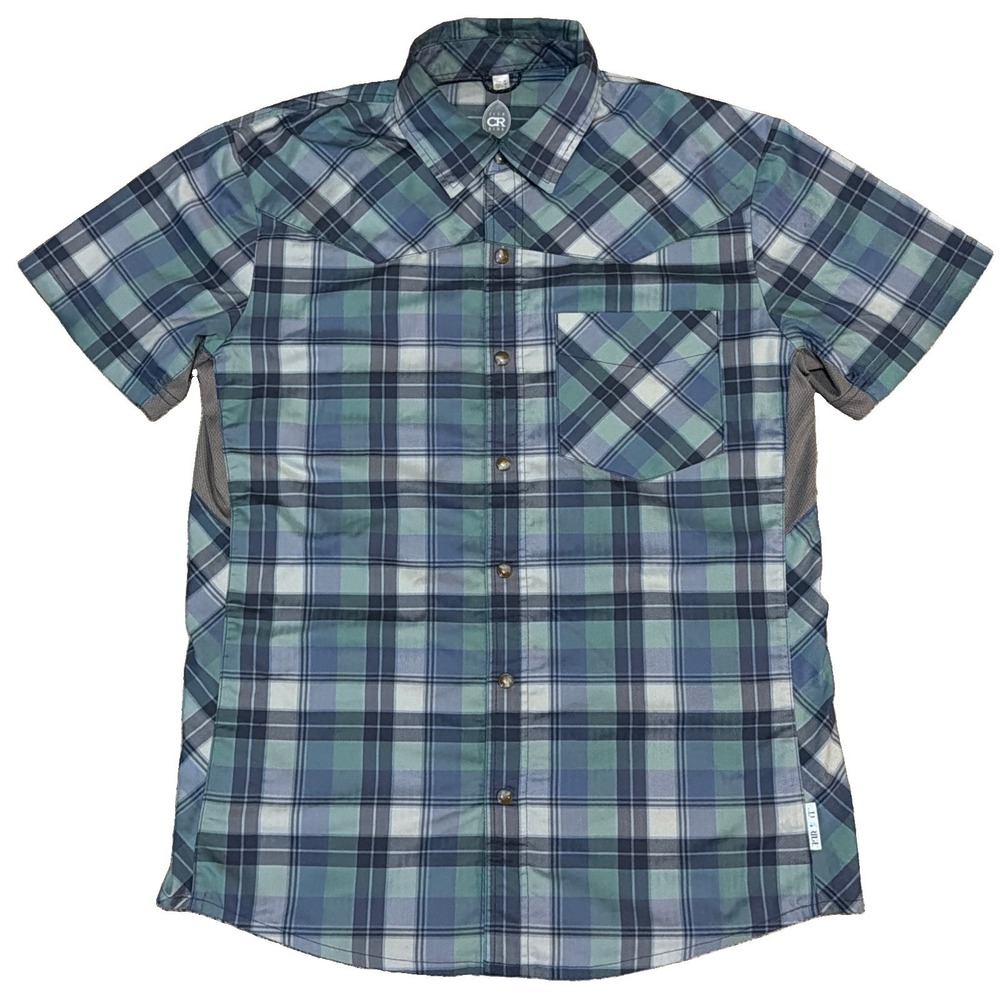 Club Ride Men's Small Plaid Short Sleeve Pearl Snap Nike MTB Shirt Jersey